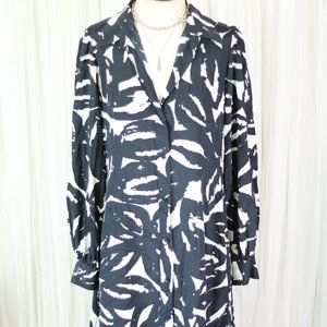 DKNY 100% Silk Coffee Printed Tunic Dress